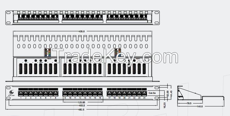 UTP Cat.6A Patch Panel 24 port 