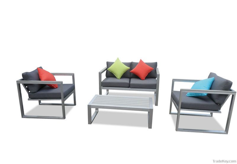 Outdoor furniture brushed aluminum  patio sofa and table set