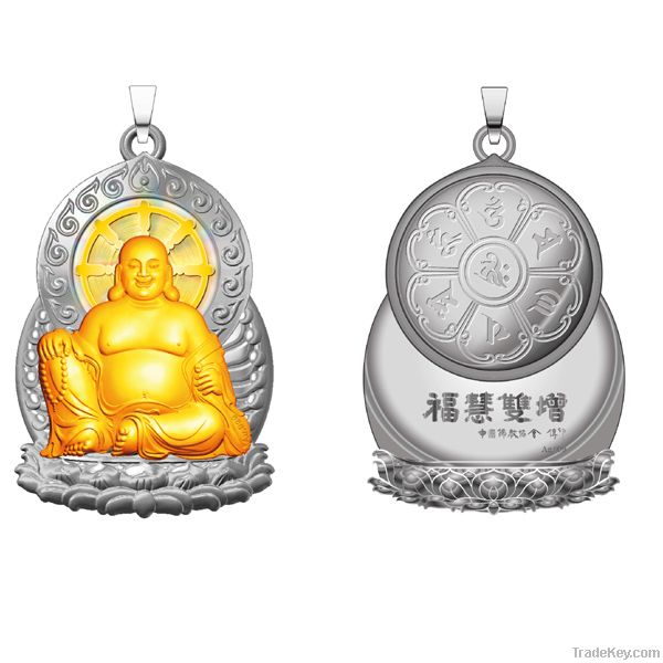 Zinc Alloy Mode The Buddha Pendant With Dharma Chakra Eternal Rotating