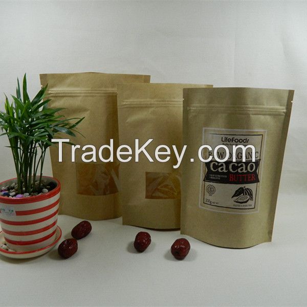 Customized Stand up foil kraft bags with zipper