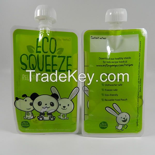 Customized reusable baby food pouch BPA free