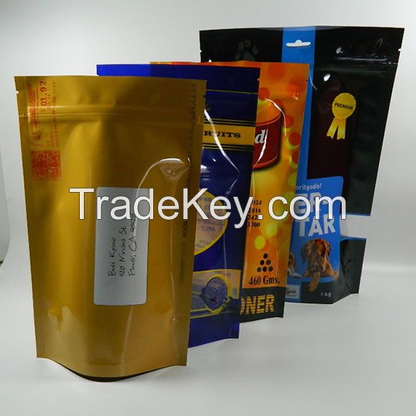 Stand up foil food bags with zipper for tea packaging