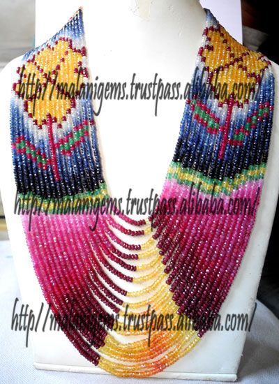 MULTI SAPPHIRE BEADS NECKALCE STRANDS