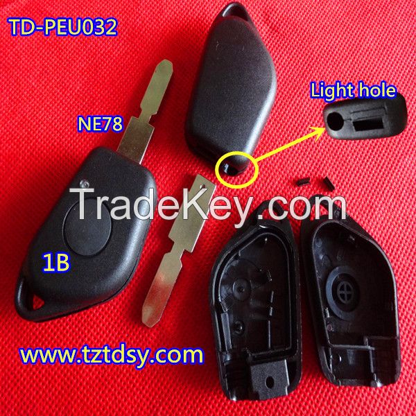 Td 1 Button Remote Key Shell Fob Case , Replacement Key Blank For Peugeot