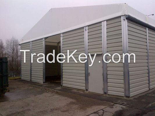 Aluminum clear span tents for industrial storage and warehouse
