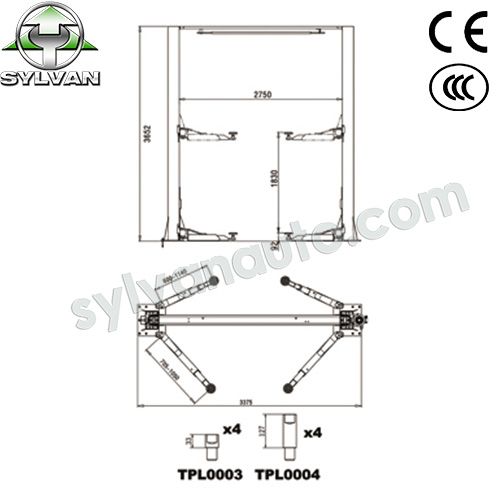 2-POST LIFT(FLOOR CLEAR) (SYLVAN LF0201)