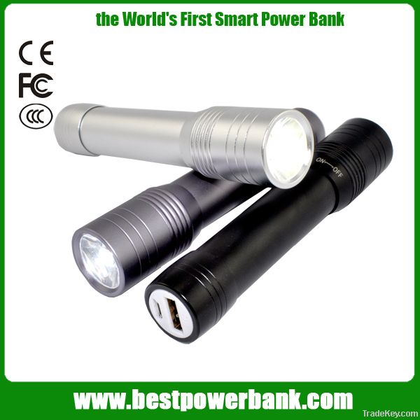 G6 flashlight aluminum alloy mini mobile power bank  2500mAh