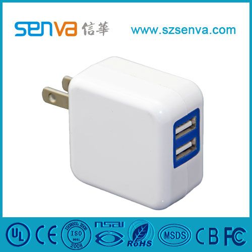 Dual USB Ports Travel Adaptor with CE/RoHS (XYXH-10W-5V-01-4)