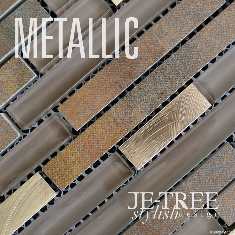 metallic look glass & metal mosaic