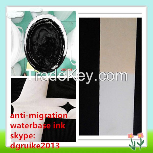 China exporter of black anti-migration waterbase rubber ink for dark textile 
