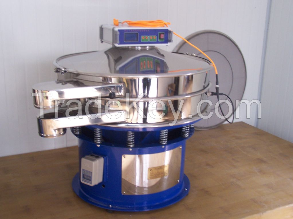 Ultrasonic vibrating screen for superfine particles