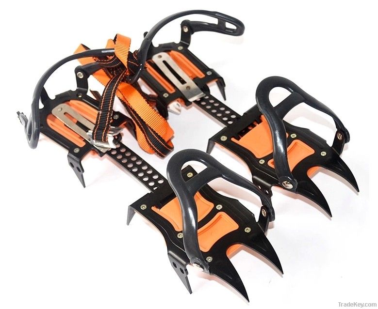 Ten teeth technology-based full- strapped climbing crampons