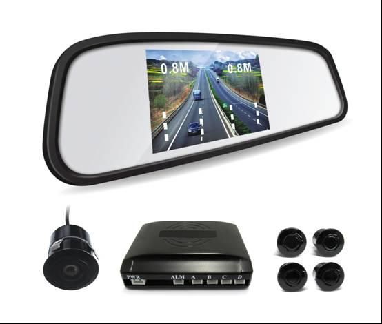 4.3inch car reverse mirror monitor video parking sensor system