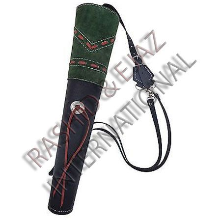 NEW TRADITIONAL FINE MILD BLACK LEATHER BACK ARROW QUIVER ARCHERY PRODUCTS AQ163