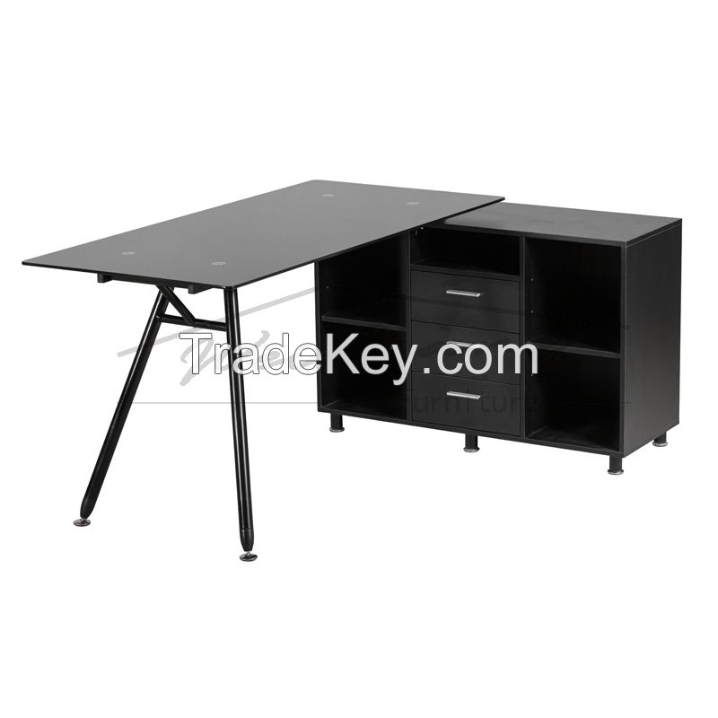 South America Hotsale Glass L Shaped Computer Desk Manufacturer in Guangzhou