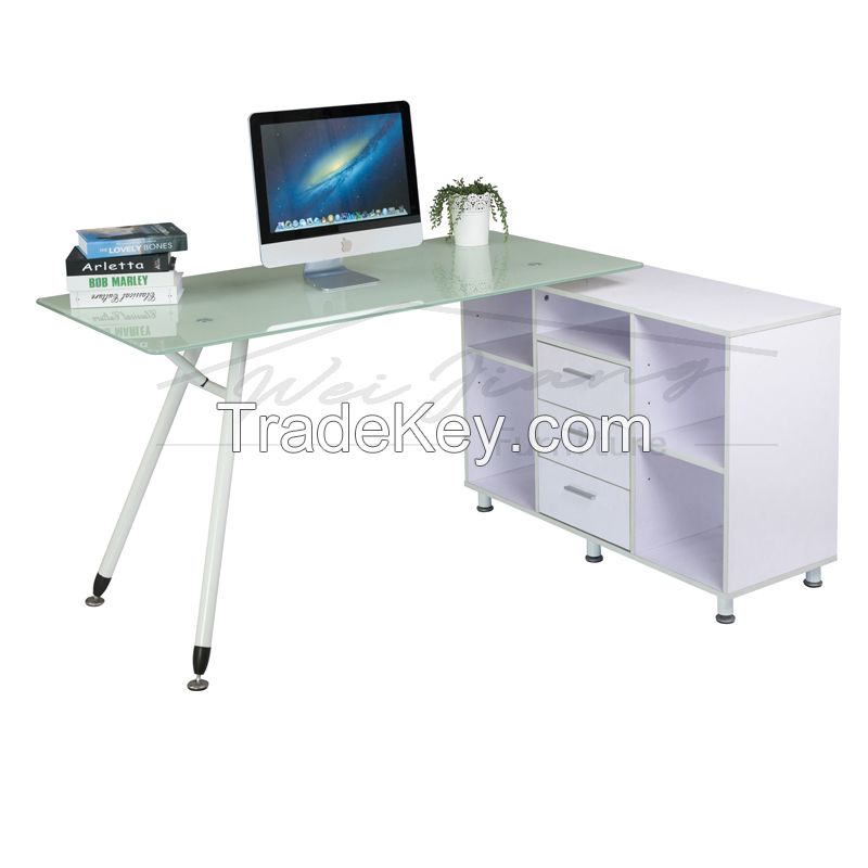 South America Hotsale Glass L Shaped Computer Desk Manufacturer in Guangzhou