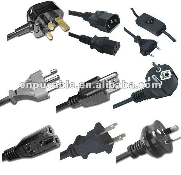 Power Cable-UK/USA/Europe/South Africa/Italy/Israel Standard