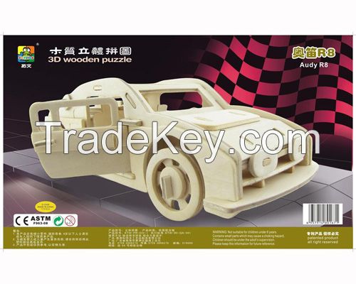 Diy 3d wooden puzzle assembly car toys