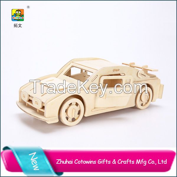 Diy 3d wooden puzzle assembly car toys