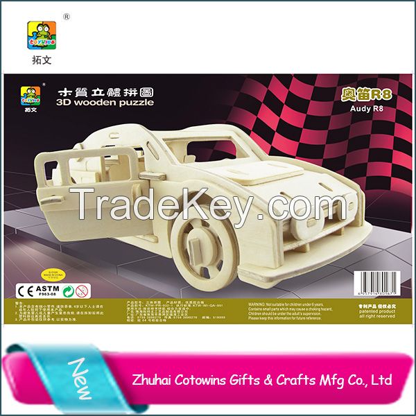 Diy 3d wooden puzzle assembly car toys