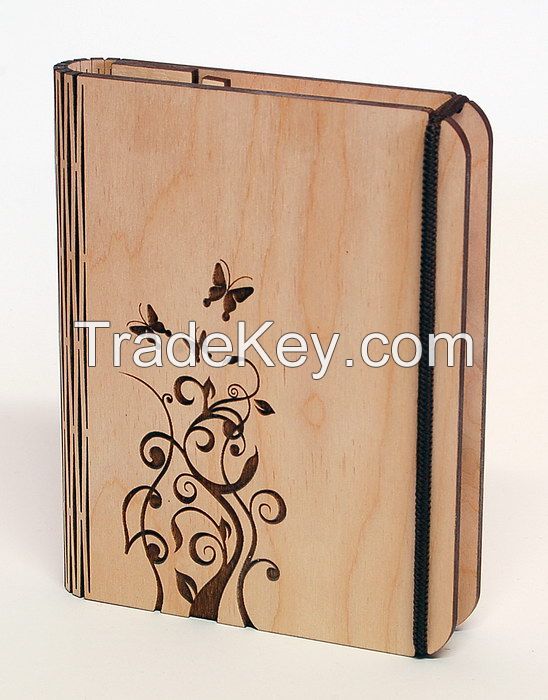 Laser cut wooden paper block holder with butterfly design