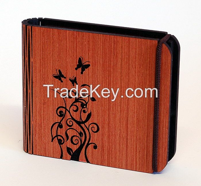 Laser cut wooden paper block holder with butterfly design