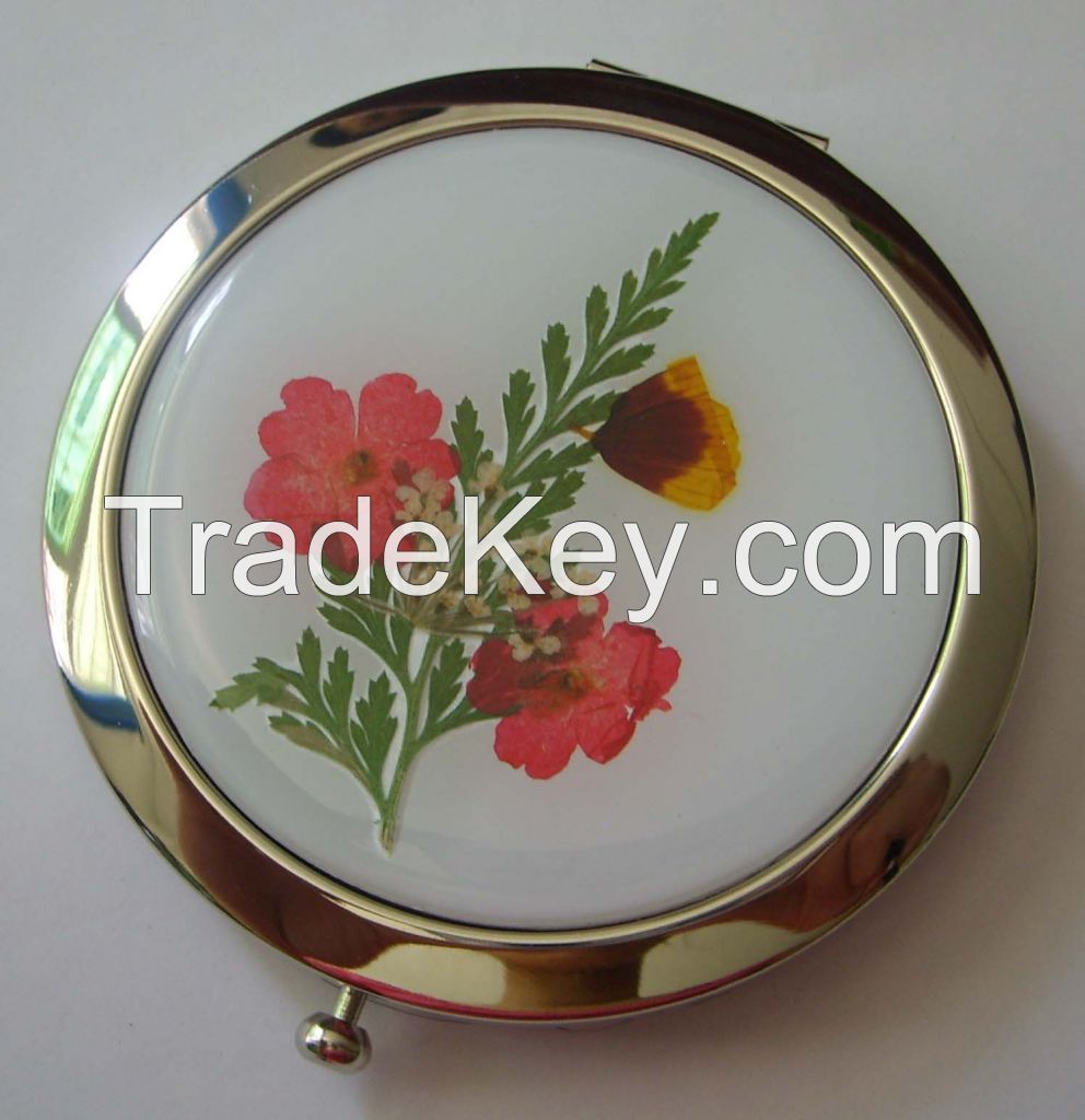 wholesale -promotion /fashion/metal / cosmetic /pocket /compact /makeup mirror flowers mirror gift /present