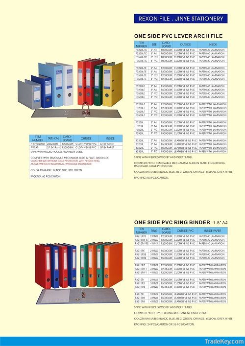 PVC lever arch file, ring binder, box file