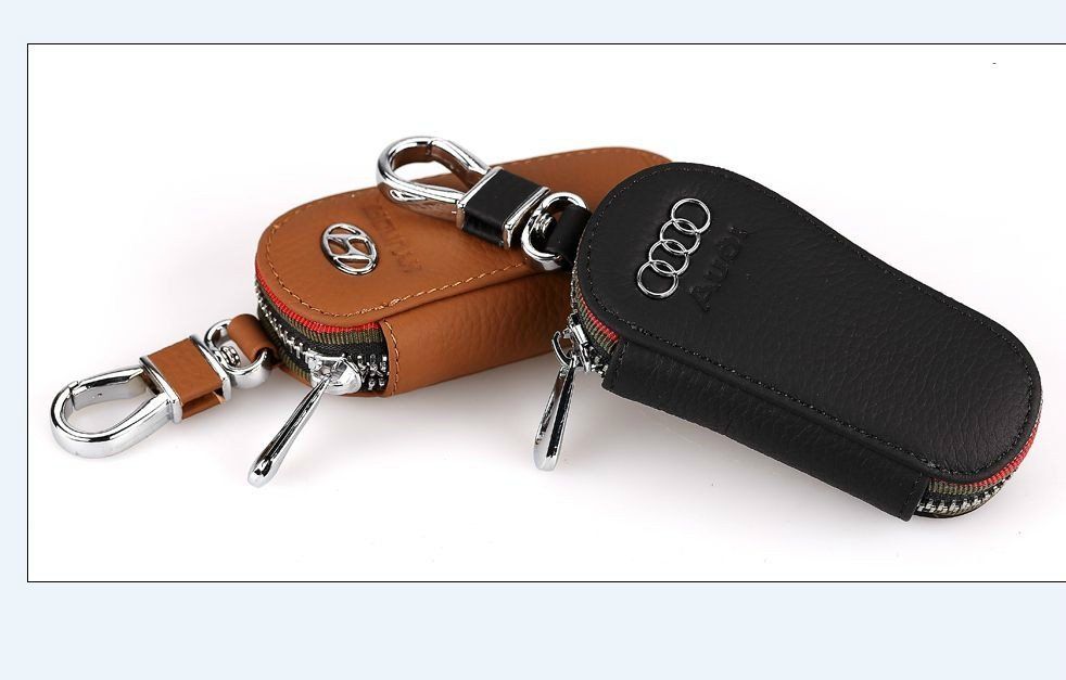 Leather car key wallet with car brand logo