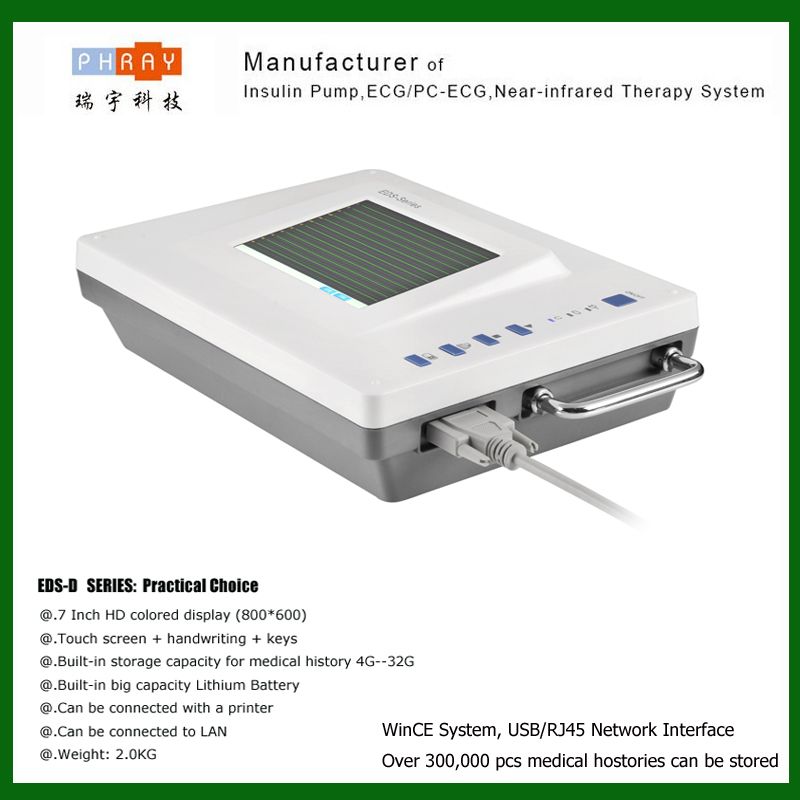 digital portable 12 channel ECG machine with HD color touch screen 