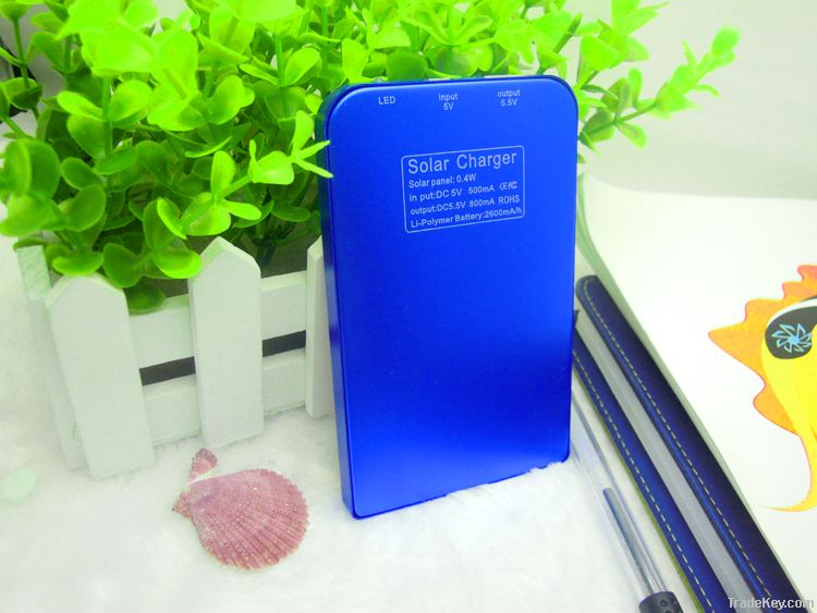 Portable solar mobile chargerP2600 1800mAh blue color