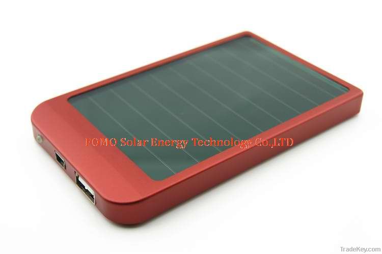 Portable solar mobile charger, P2600 1800mAh red color
