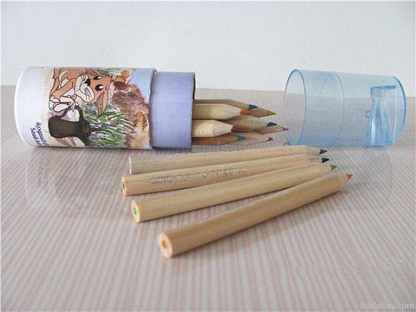 2014 New design natural wood color pencil 12pcs set with pencil box