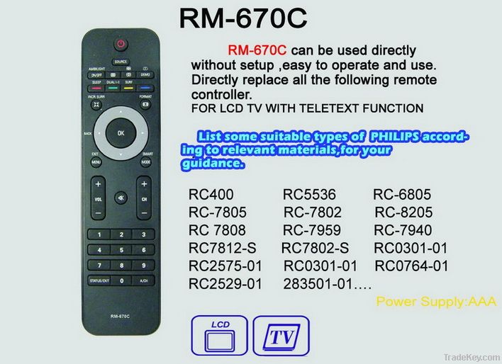 universal lcd TV remote control RM-670C