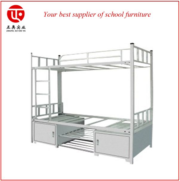 military metal bunk bed for adult with shoe cabinet