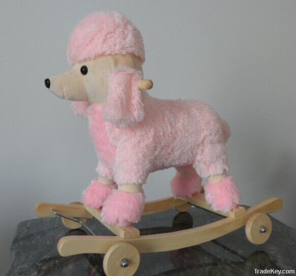 plush rocking dog animal rocking with wheels