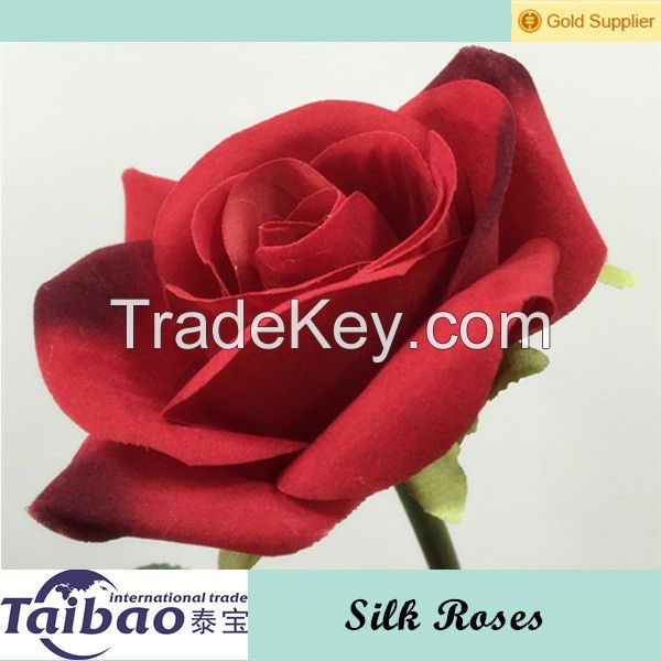 Vevlet silk rose flowers for wedding and home decoration