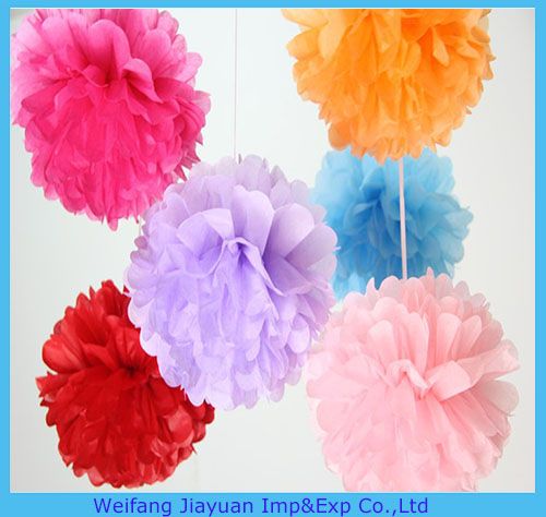 Paper pom poms for wedding decoration