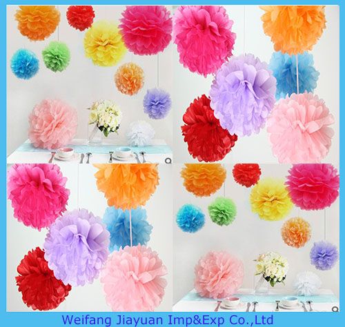 Paper pom poms for wedding decoration