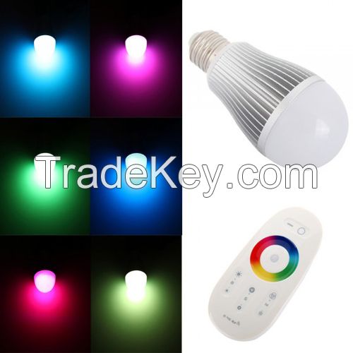 Set of Dimmable RGB LED Bulb E26 6W Light With RF Wireless Remote Controller