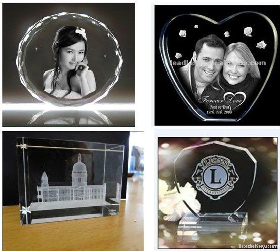 Morphed Technology Double Heads 3D Crystal Inside Laser Engraving Mach