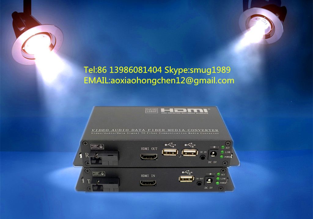 KVM fiber optic extenderï¼ŒKVM switch for HDMI&amp;amp;USB&amp;amp;IR signals transmission over 1 fiber to 100KM for remote video conferencing