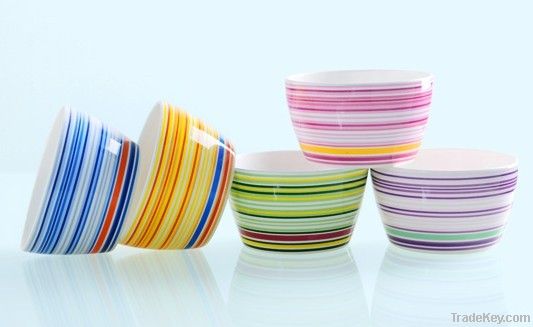 Promotional Ceramic Bowls with Colorful Lines