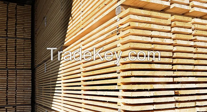 Sawn timber from the Siberian pine, spruce and larch