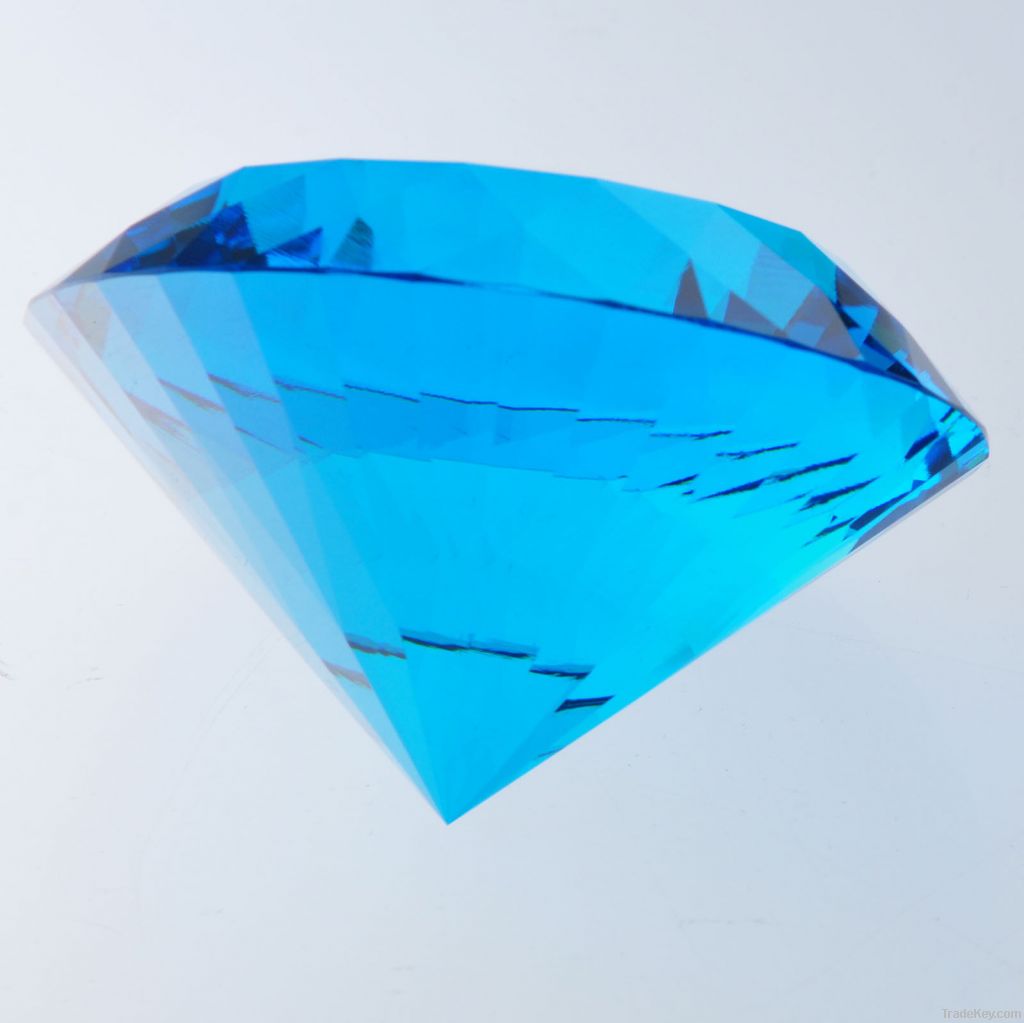 wholesale blue big crystal diamond paperweight