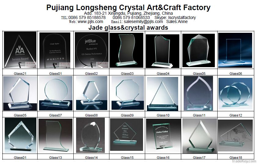 crystal jade glass awards plaque
