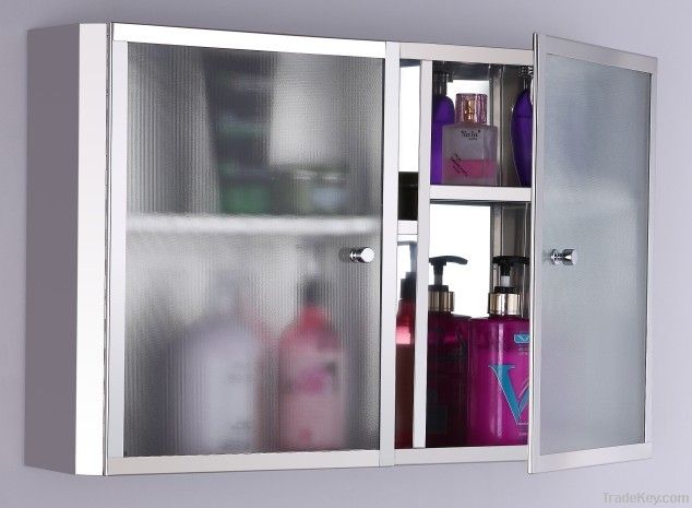 satinless steel bathroom glass cabinet