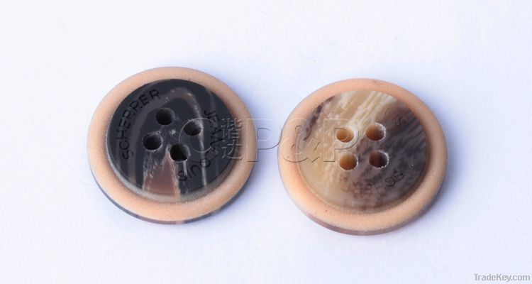 Alloy custom brand 4 hole shirt button with two parts and colors