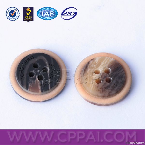 Alloy custom brand 4 hole shirt button with two parts and colors