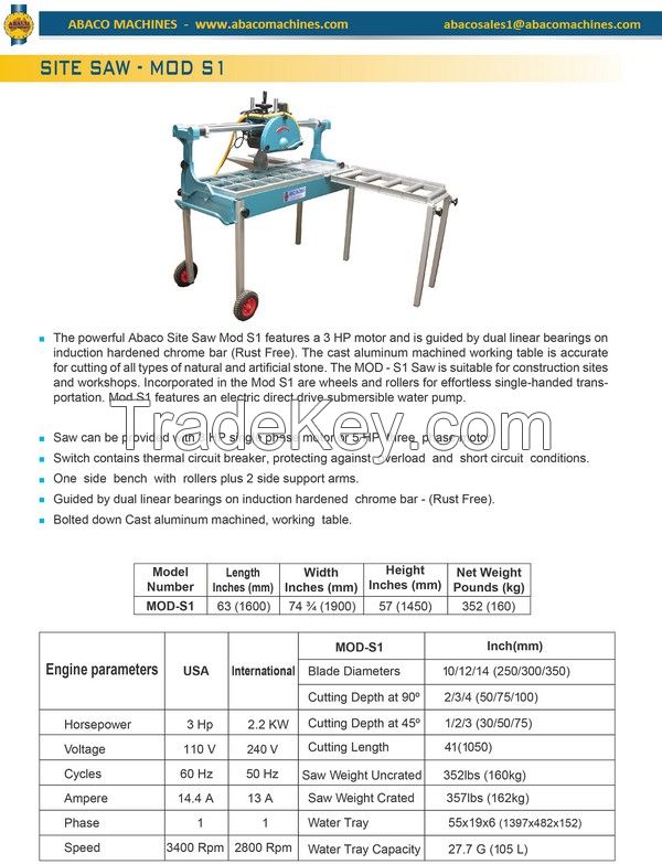 SITE SAW MOD, MITRE SAW, TILE SAW, STONE CUTTING MACHINE, STONE GRANITE